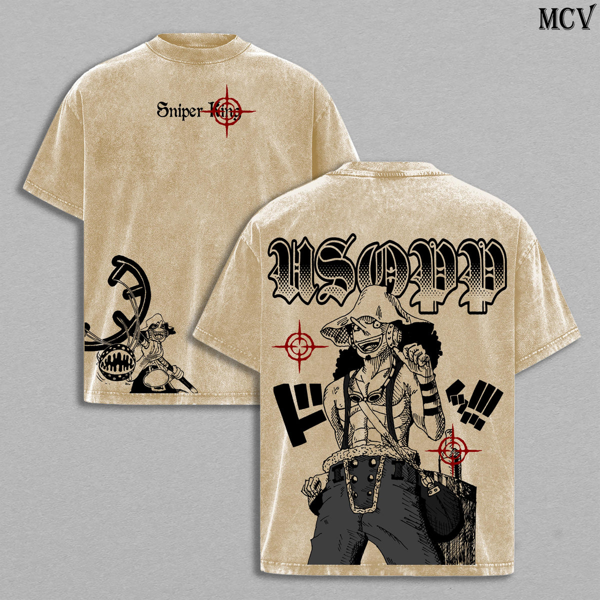 Usopp Sniper King One Piece Sogeking Anime Vintage Washed Tee