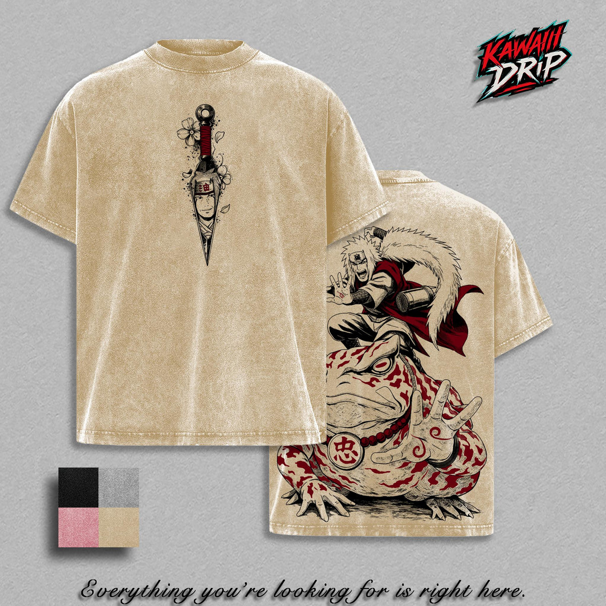 Jiraiya Naruto Sage Mode Anime Vintage Washed Tee