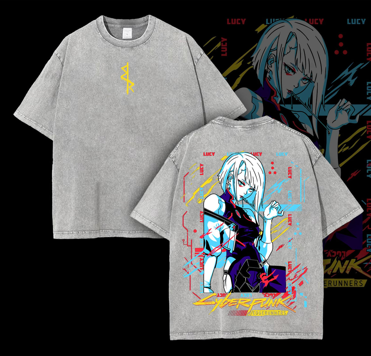 Retro Limited Edgerunners Neoncore Lucy Unisex Acid Washed Lightweight TShirt, Edge Runner Shirt, Cyberpunk Edgerunners, Lucy Shirt, Fabric Top Cotton