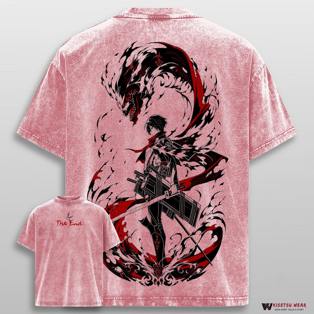 Mikasa Ackerman T Shirt – AOT Anime Tee, Vintage Washed Oversized Streetwear