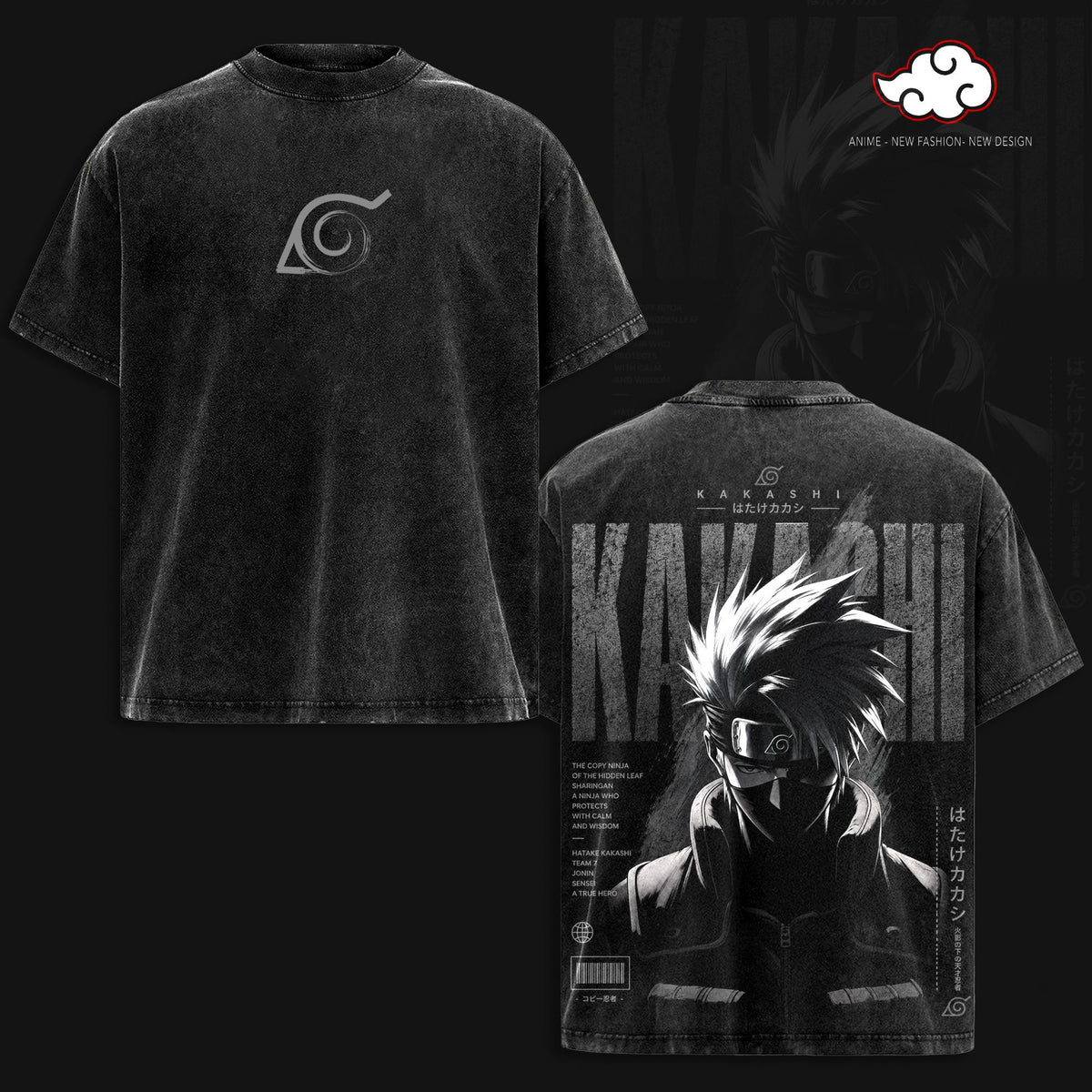Kakashi Hatake Naruto Anime Vintage Washed Tee