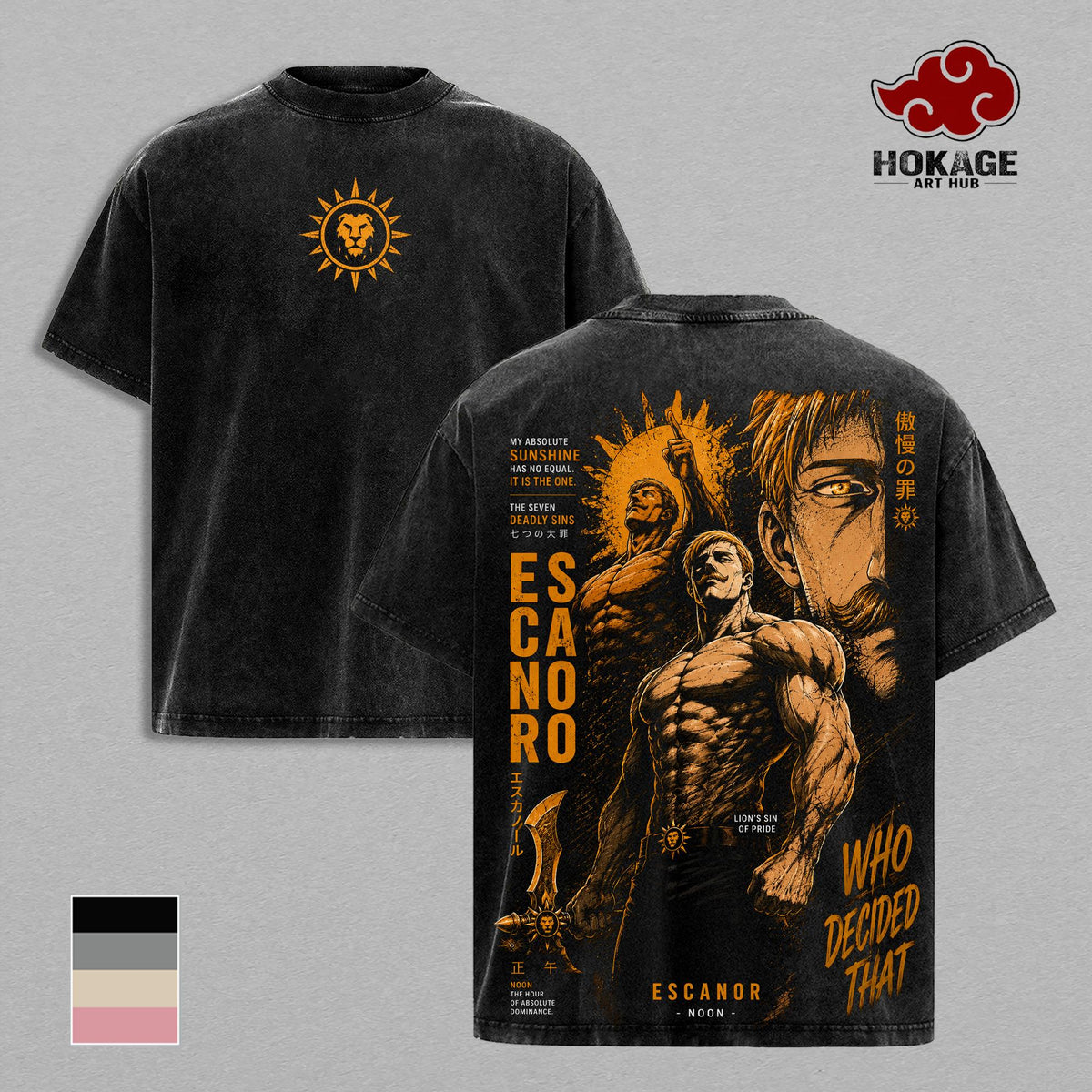 Escanor Seven Deadly Sins Anime Vintage Washed Tee