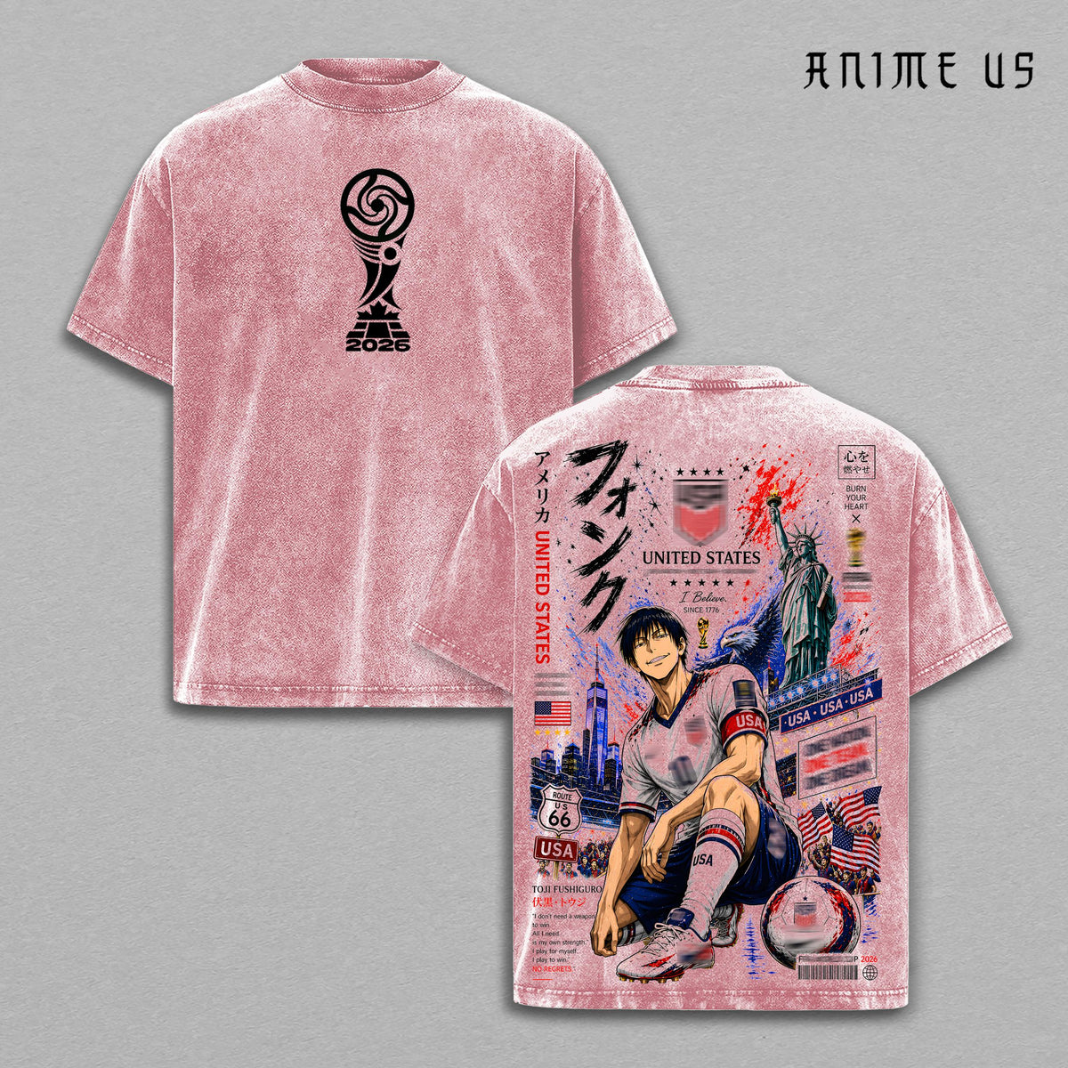 Toji USA World Football 2026 Anime Vintage Washed Tee