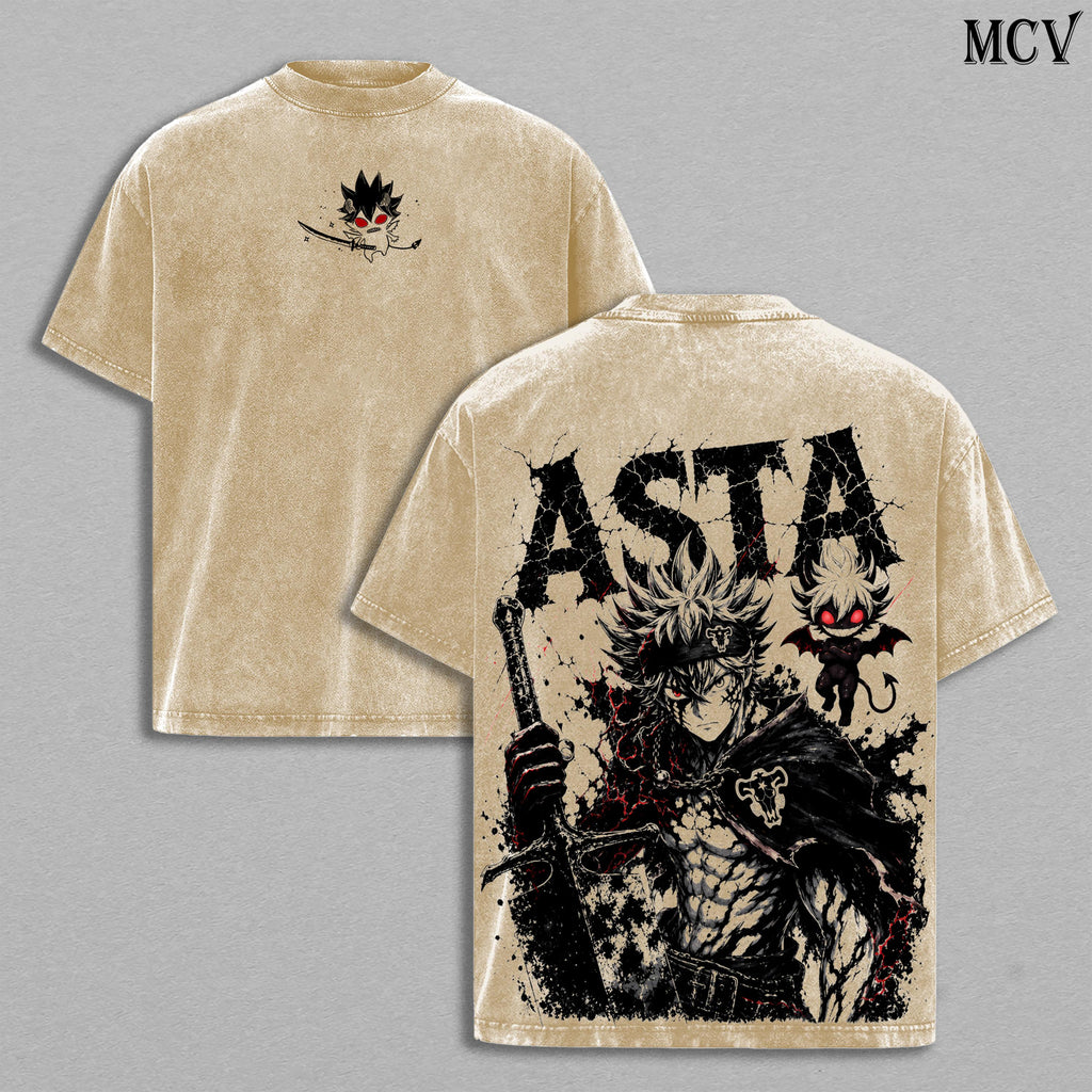 Asta Black Clover Anti Magic Knight Anime Vintage Washed Tee