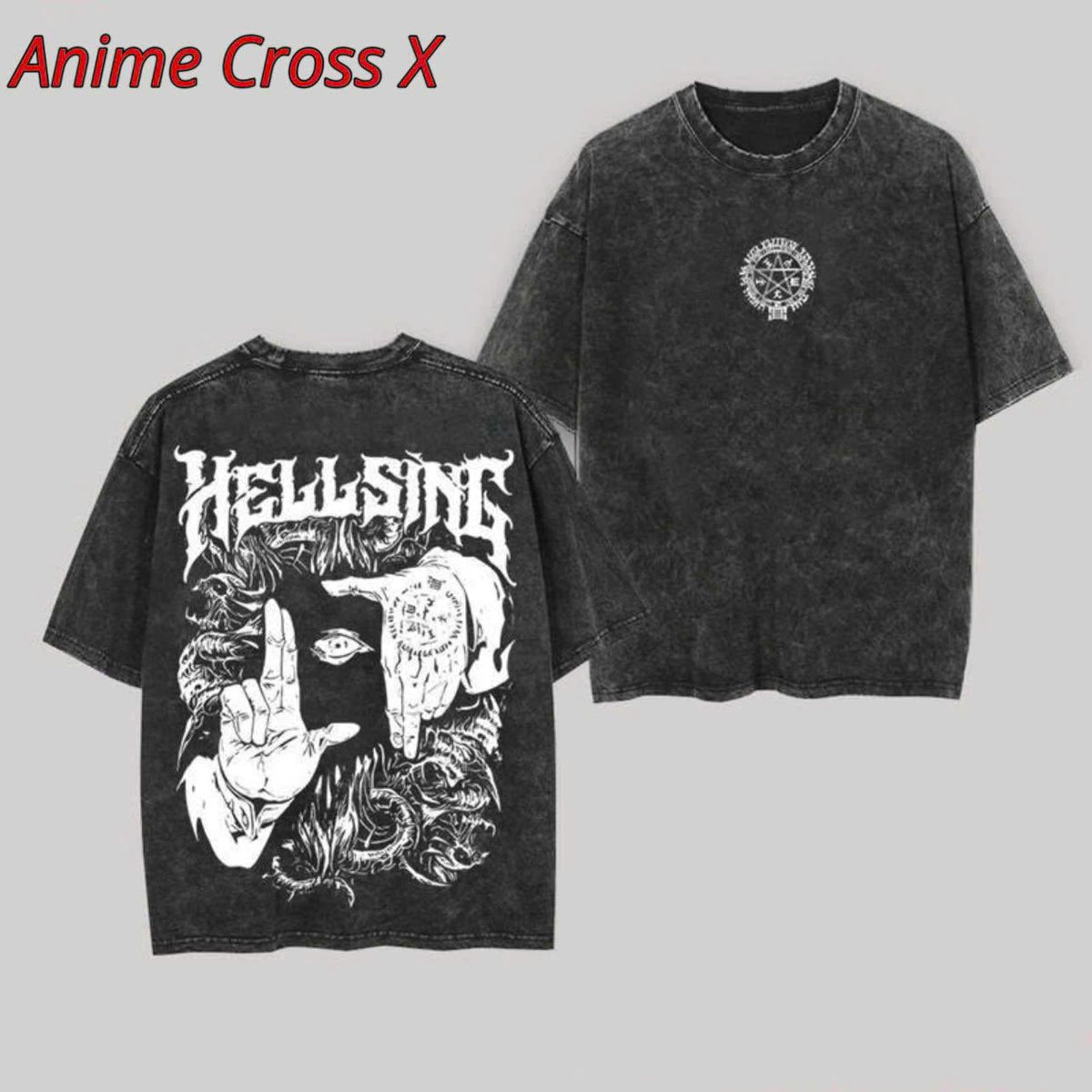 Alucard Hellsing Hand Signs Hoodie Washed Cotton Oversized Anime Manga, Hellsing Hoodie, Anime Streetwear, Gift For Anime Fan, Weeaboo Graphic Hoodies