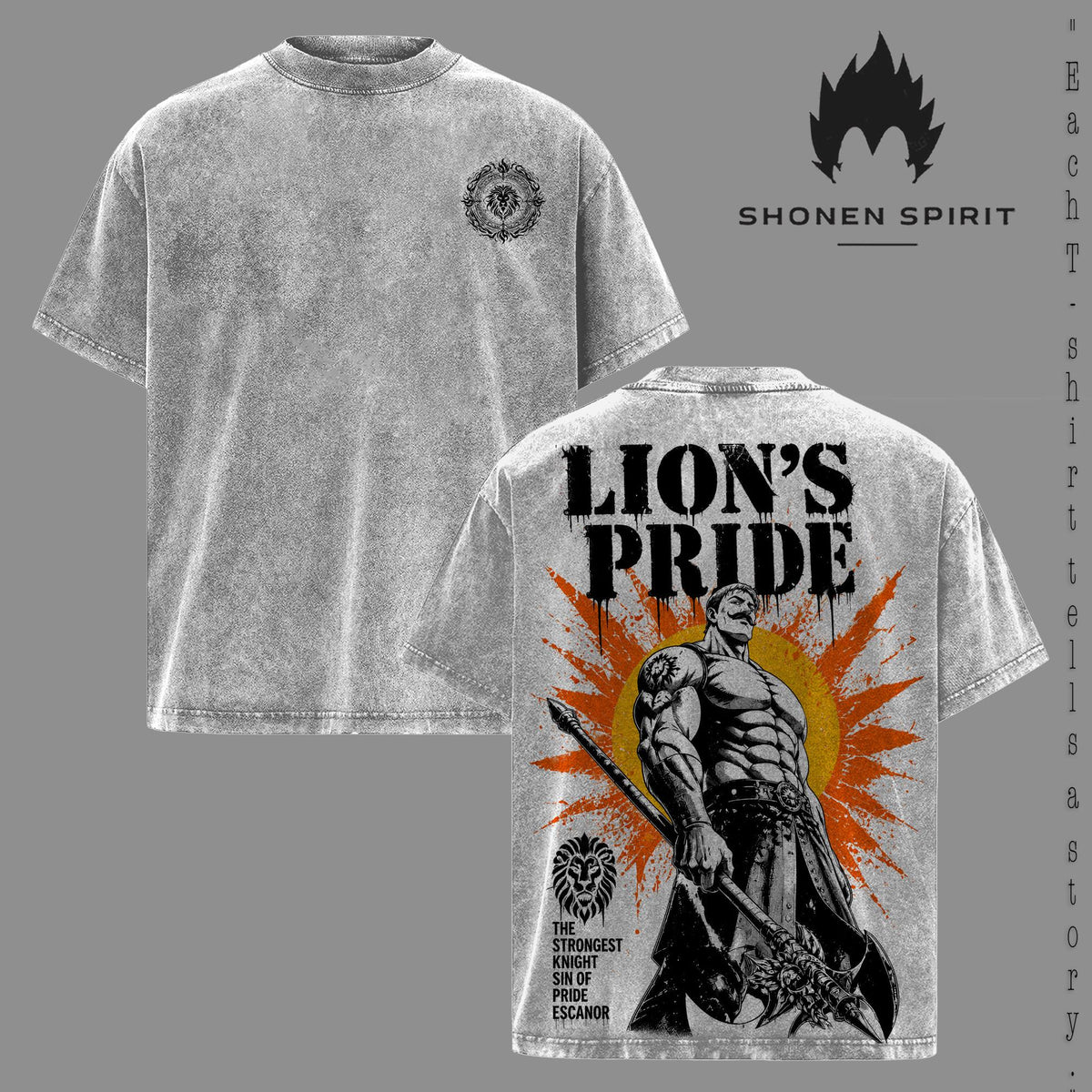 Escanor Lion's Pride Seven Deadly Sins Anime Vintage Washed Tee