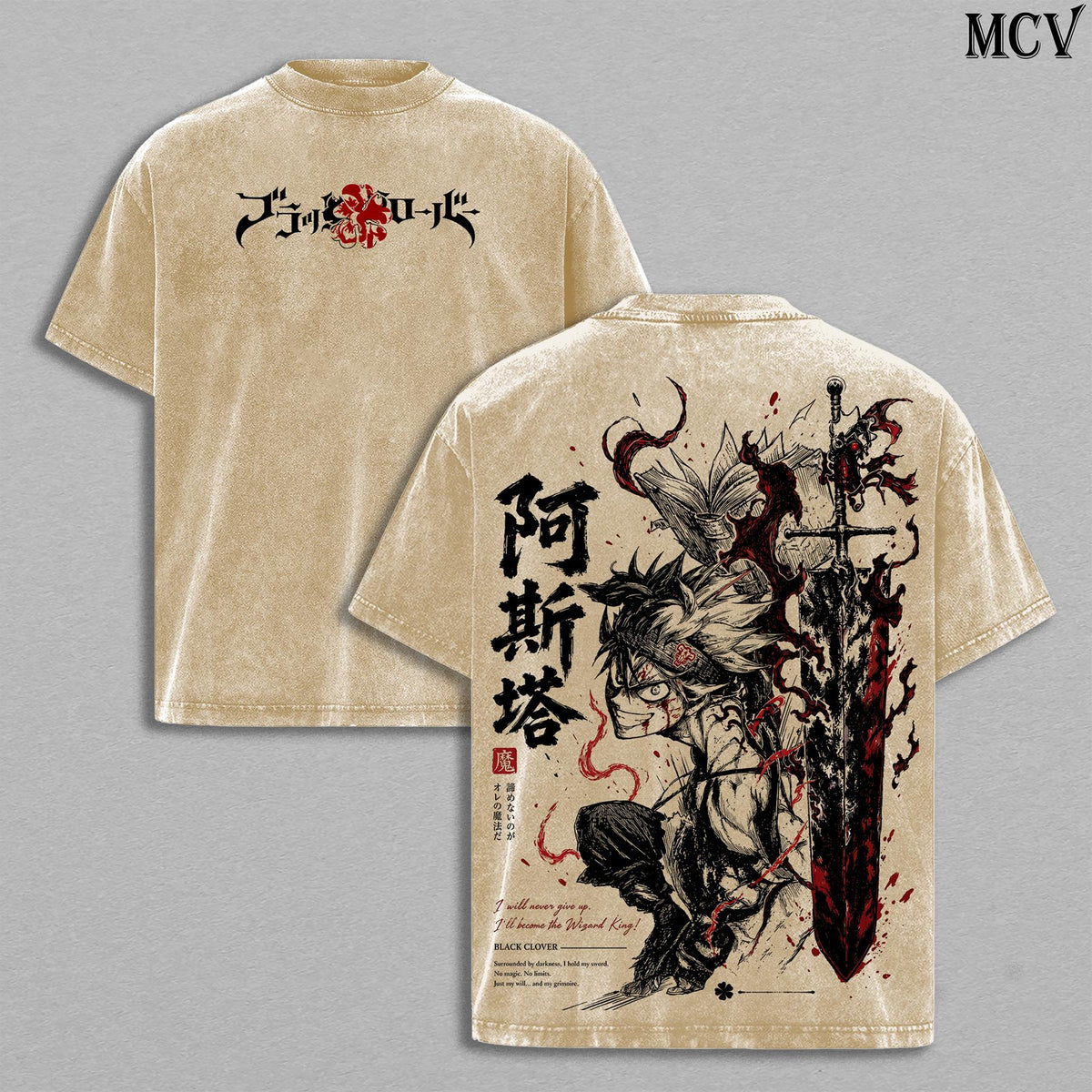 Asta Black Clover Anti-Magic Warrior Anime Vintage Washed Tee