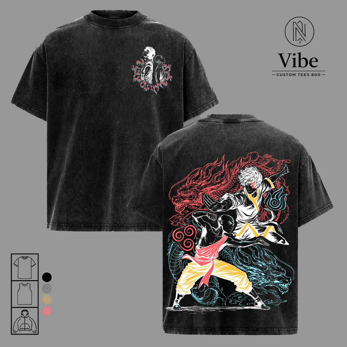 Aang And Zuko Avatar The Last Airbender Vintage Washed Tee