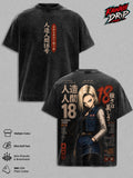 Android 18 DBZ Red Ribbon Army Anime Vintage Washed Tee