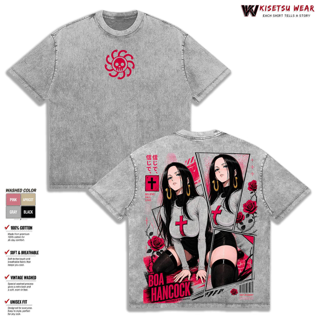 Boa Hancock One Piece Pirate Empress Anime Vintage Washed Tee