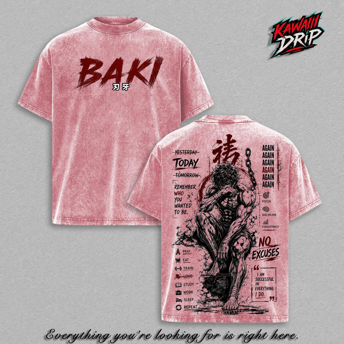 Baki Hanma Martial Arts Anime Vintage Washed Tee