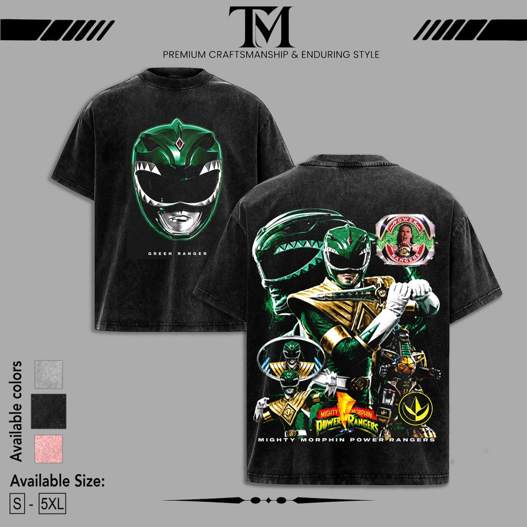 Green Ranger Mighty Morphin Power Rangers Vintage Washed Tee