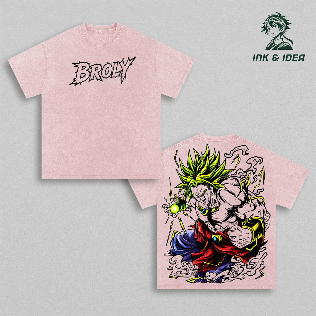 Broly Legendary Super Saiyan Vintage Washed Anime Tee, Dragon Ball Z Broly Graphic Shirt, Oversized Streetwear T-Shirt