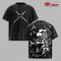 Lufy Pirate King Anime Graphic Tee Vintage Washed Oversized Shirt, 1 Piece Manga Streetwear Fashion Heavyweight Cotton Gift for Fans