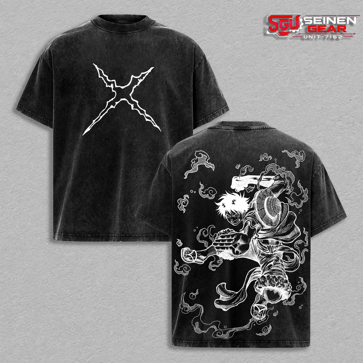 Lufy Pirate King Anime Graphic Tee Vintage Washed Oversized Shirt, 1 Piece Manga Streetwear Fashion Heavyweight Cotton Gift for Fans
