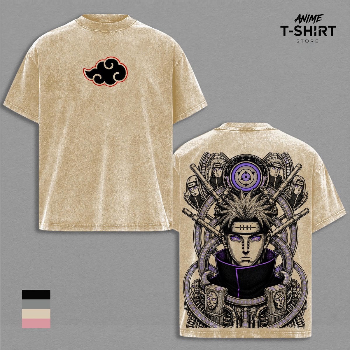 Pain - NRT Vintage Washed Shirt Anime Graphic Tee Akatsuki Leader Streetwear Oversized T Shirt Gift for NRT Fans