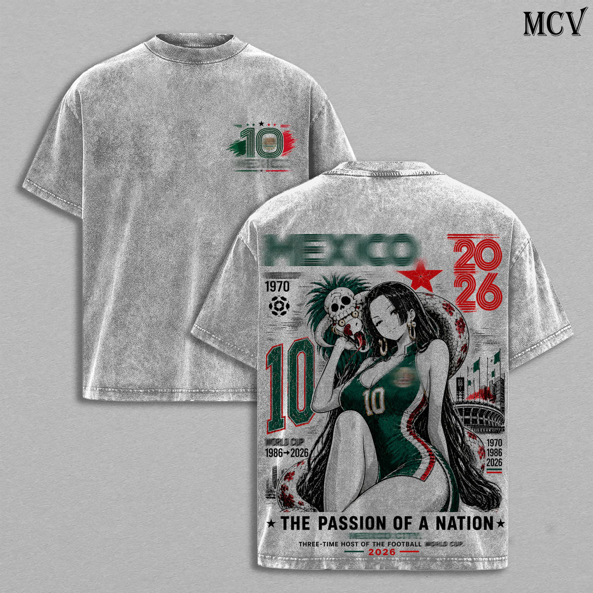 Boa Hancock OP Mexico Global Football 2026 Anime Vintage Washed Tee