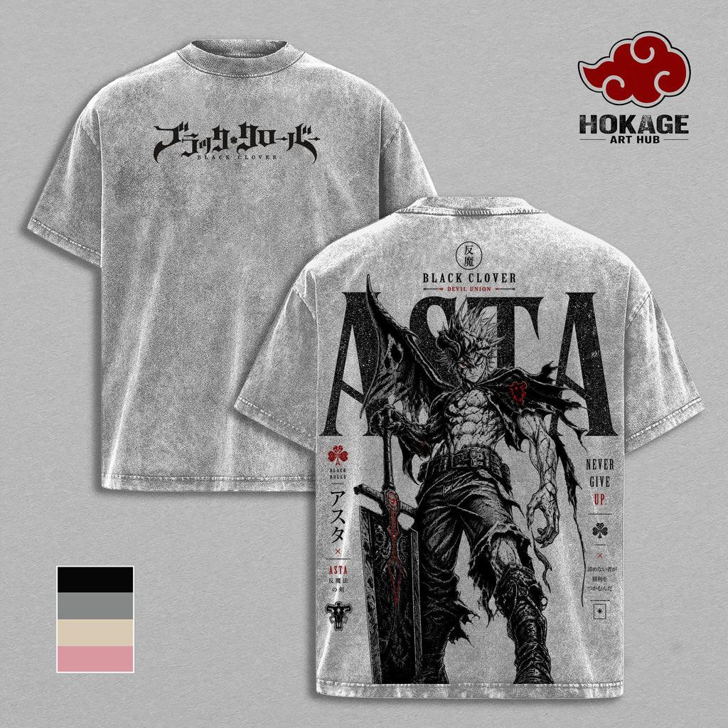 Asta Black Clover Devil Union Anime Vintage Washed Tee