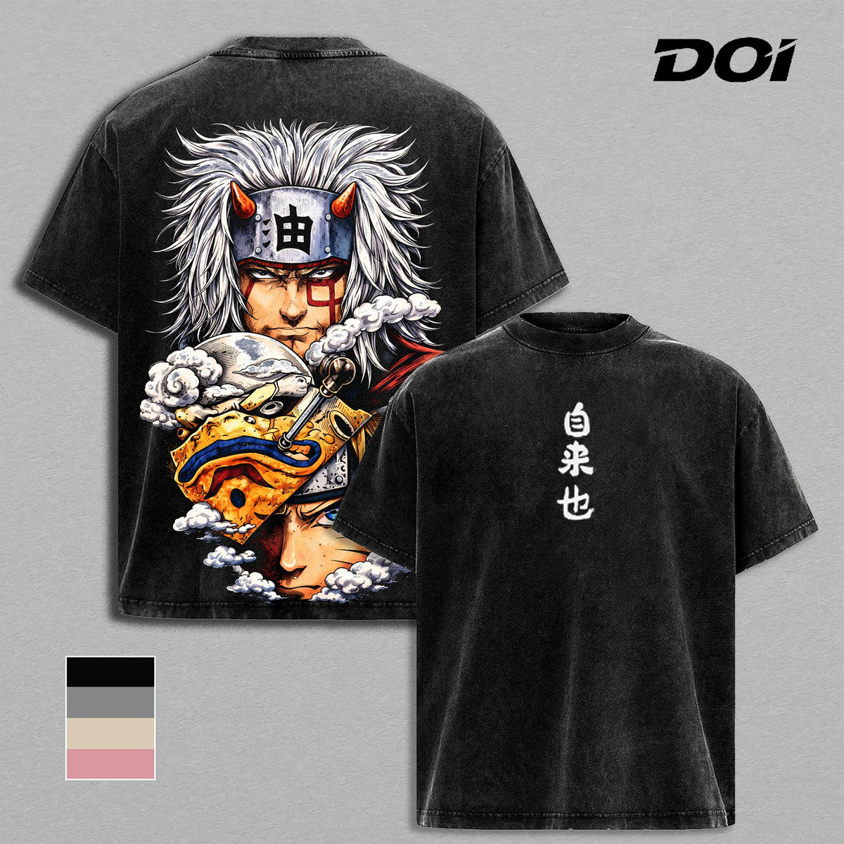 Jiraiya NRT Legendary Sannin Pump Cover Anime Vintage Washed Tee