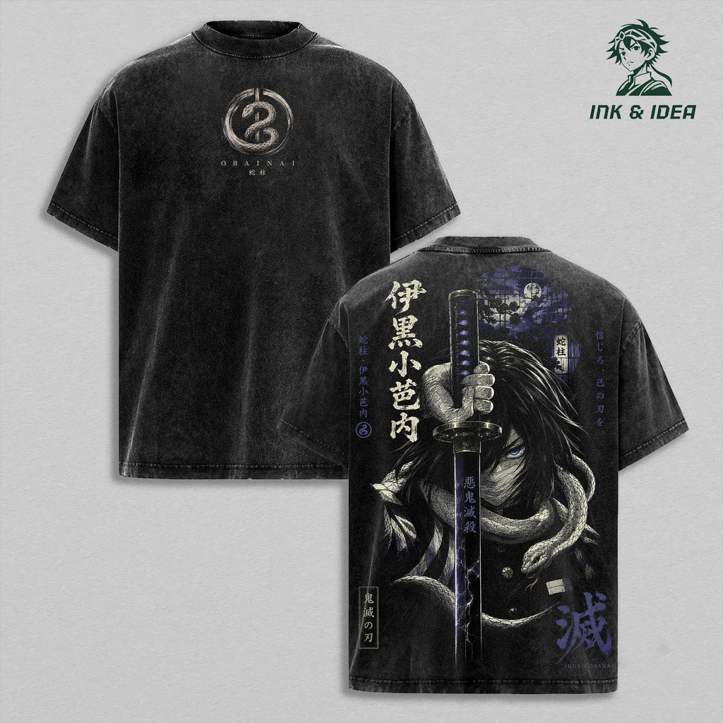 Obanai Iguro Demon Slayer Serpent Hashira Anime Vintage Washed Tee
