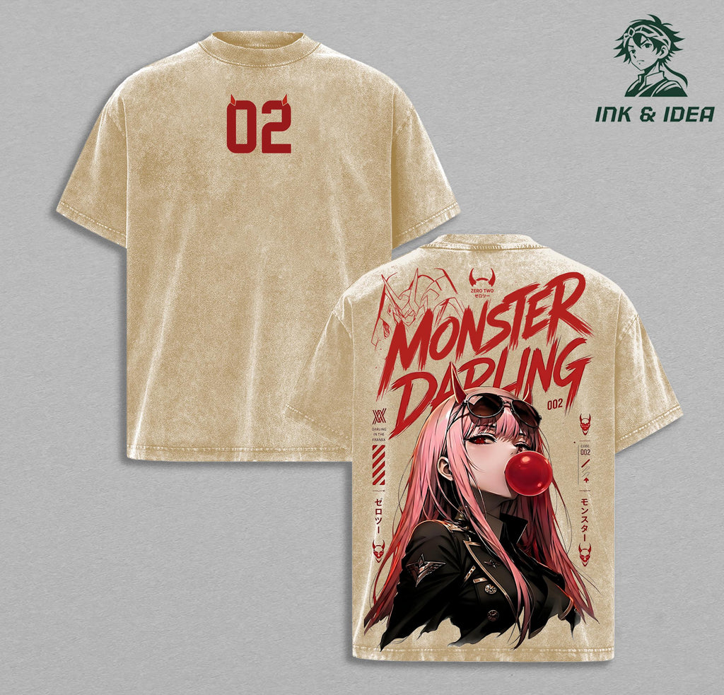 Zero Two Darling in the Franxx Anime Vintage Washed Tee