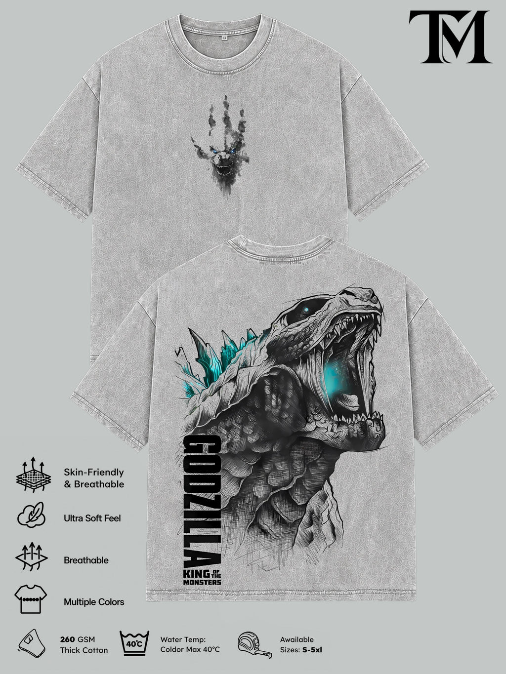 Godzilla Kaiju Monster Movie Vintage Washed Tee