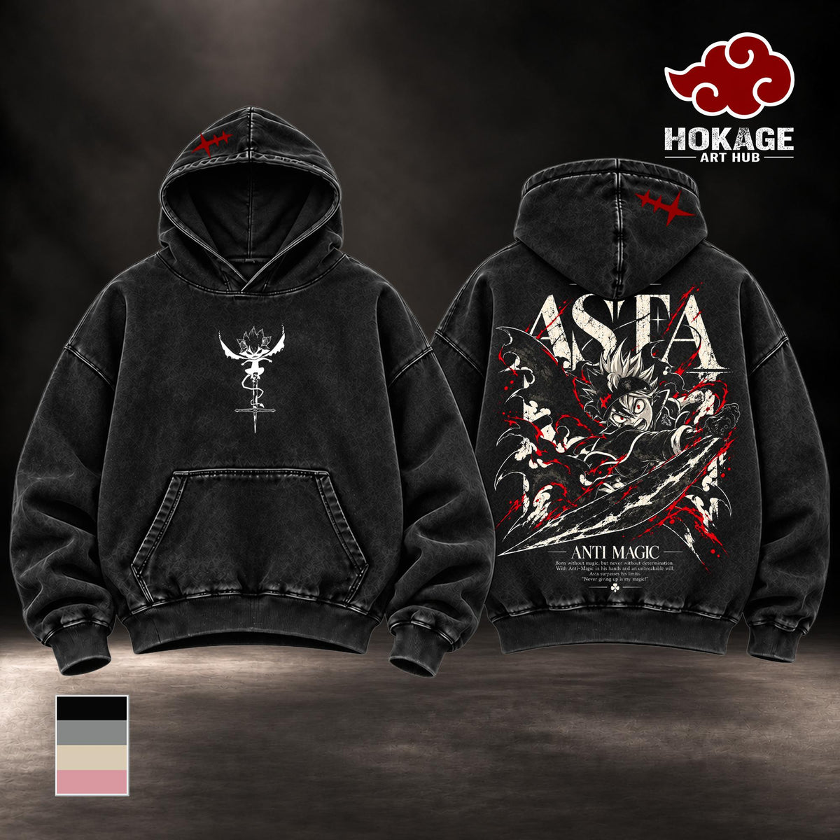 Asta Black Clover Season 2 Anime Vintage Washed Hoodie