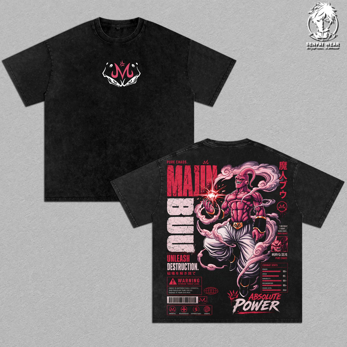 Majin Buu Majin Form DBZ Anime Vintage Washed Tee