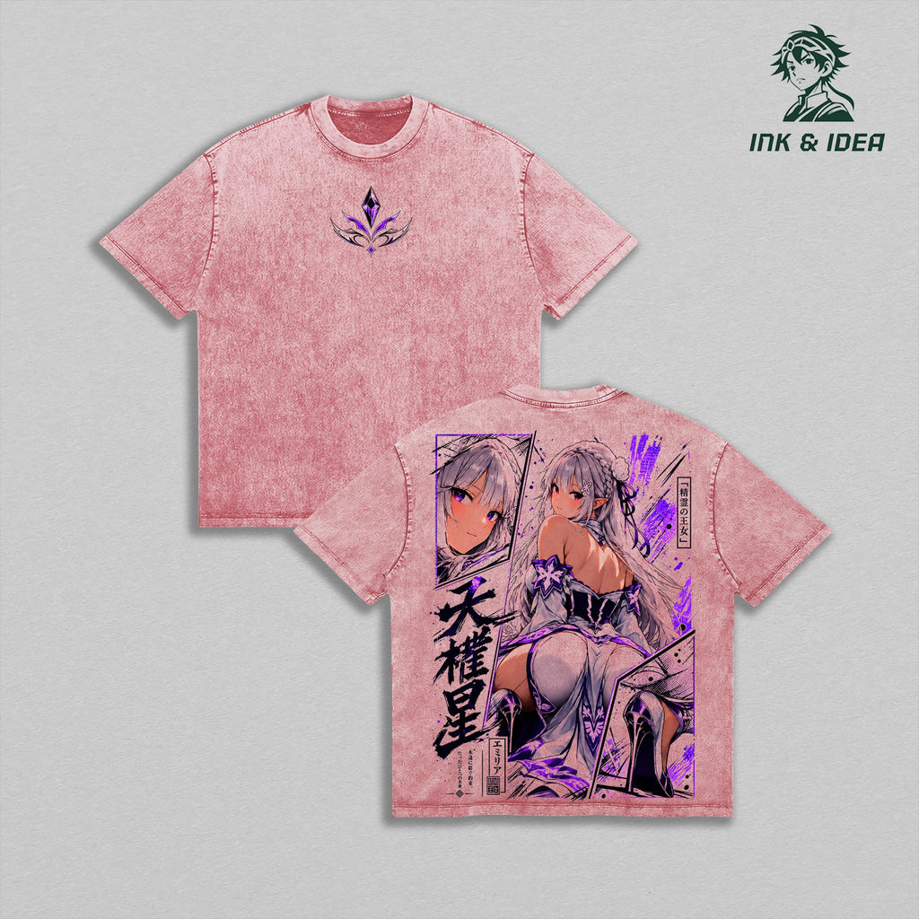 Emilia Half-Elf Princess Re:Zero Anime Vintage Washed Tee