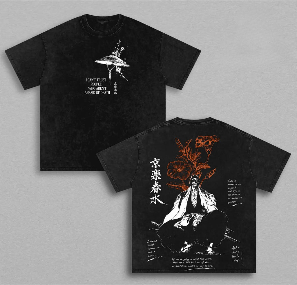 BLEACH Kyoraku Shunsui T-shirt Zomer Casual Korte Mouw Oversized Tee