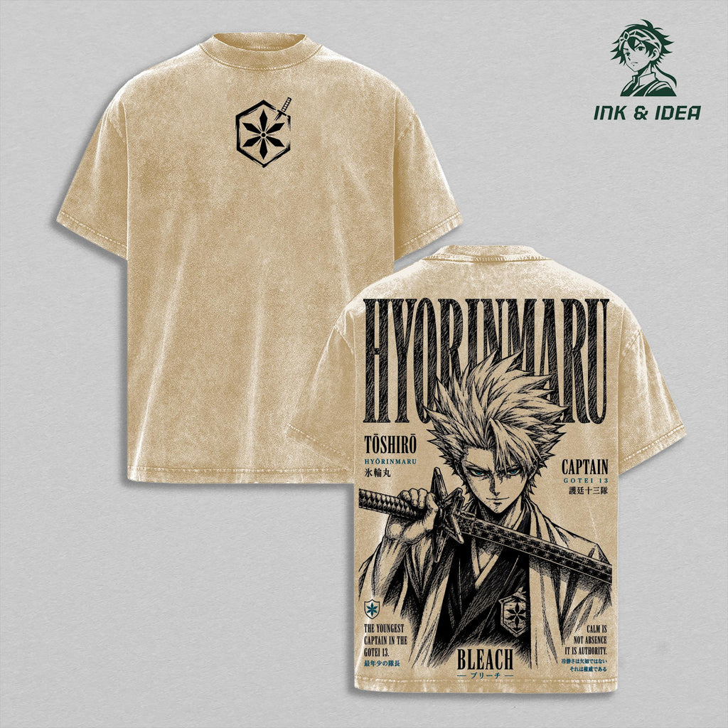 Toshiro Hitsugaya Bleach Hyorinmaru Anime Vintage Washed Tee