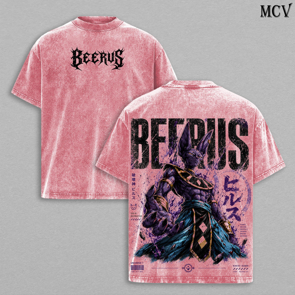 Beerus God of Destruction DBZ Anime Vintage Washed Tee