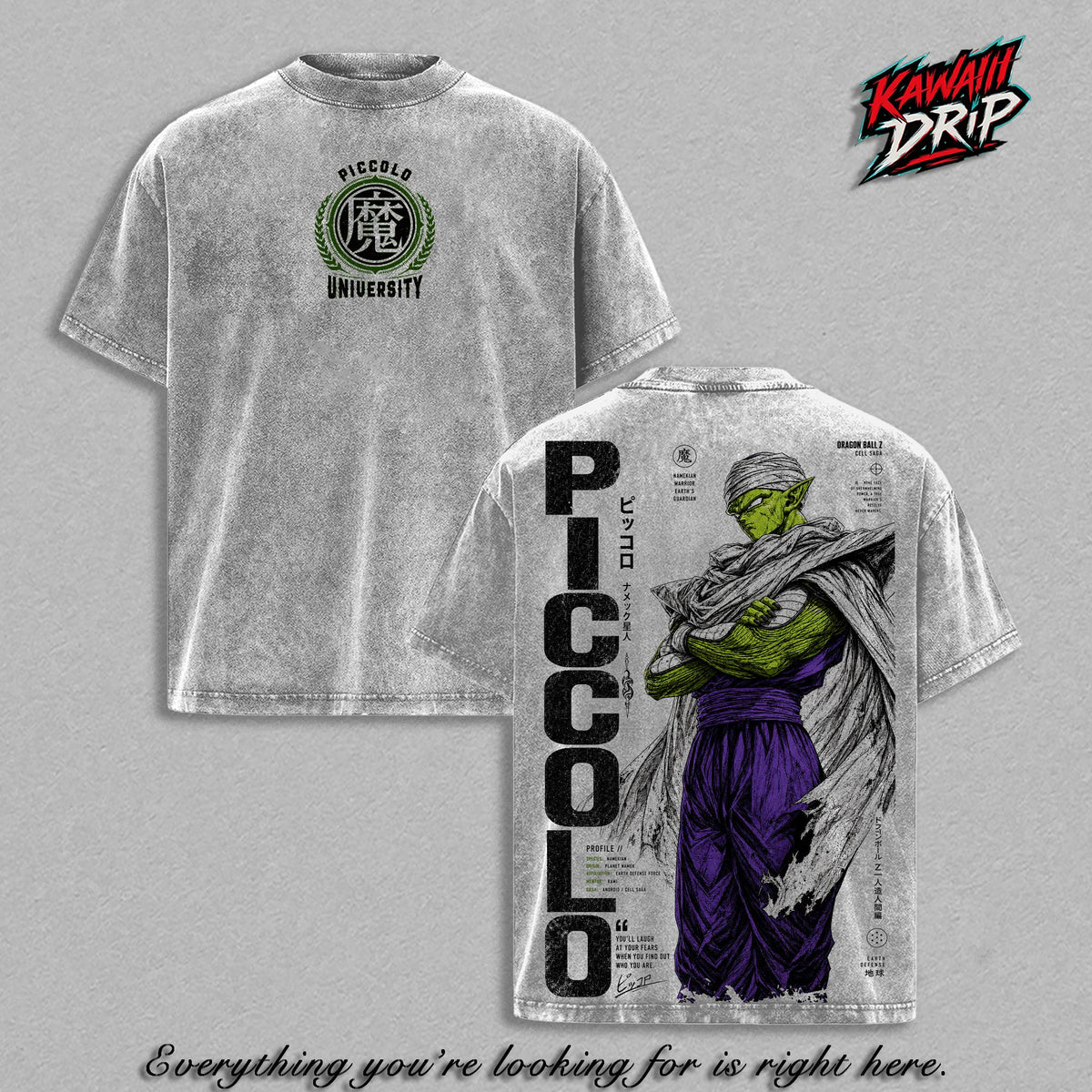Piccolooo Namekian Warrior DBZ Anime Vintage Washed Tee