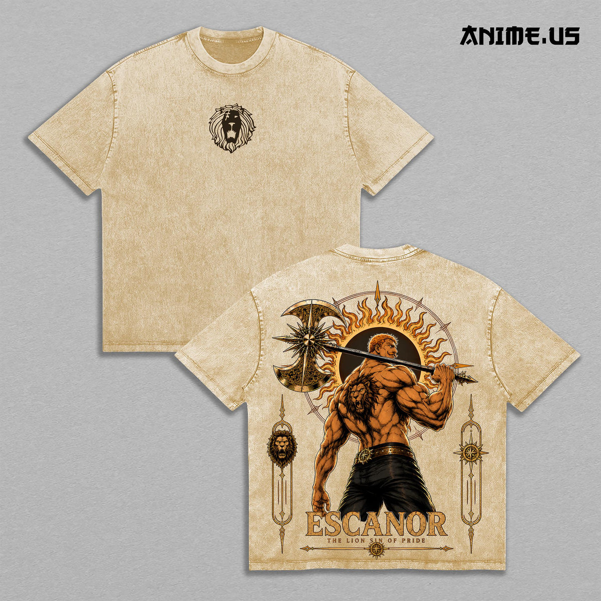 Escanor Seven Deadly Sins Divine Axe Rhitta Anime Vintage Washed Tee