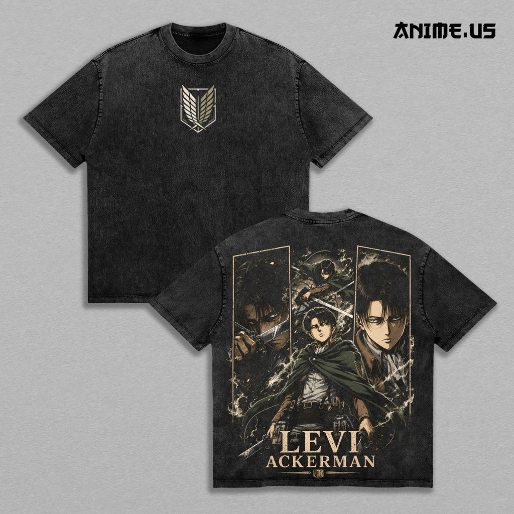 Levi Ackerman Attack on Titan Scout Regiment Anime Vintage Washed Tee