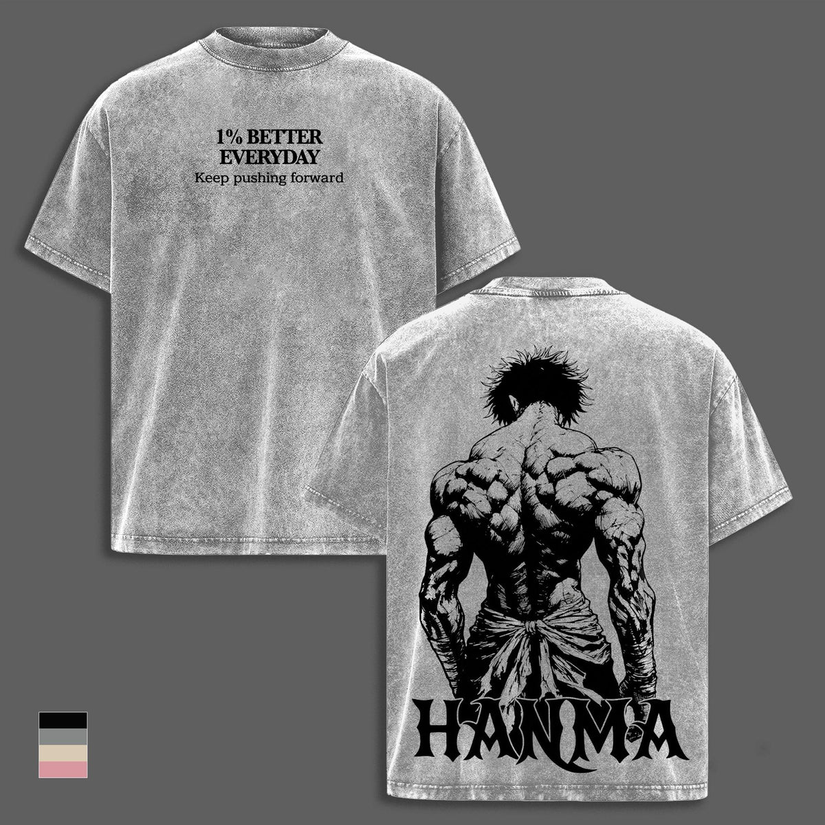 Baki Hanma 1% Better Every Day Gym Anime Vintage Washed Tee