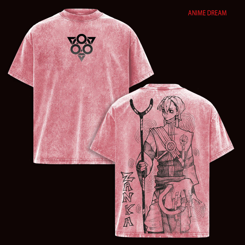Zanka Nijiku Gachiakuta Anime Double Printed Vintage Washed Tee Unisex Oversize Anime Manga Washed Heavyweight Cotton T-shirt