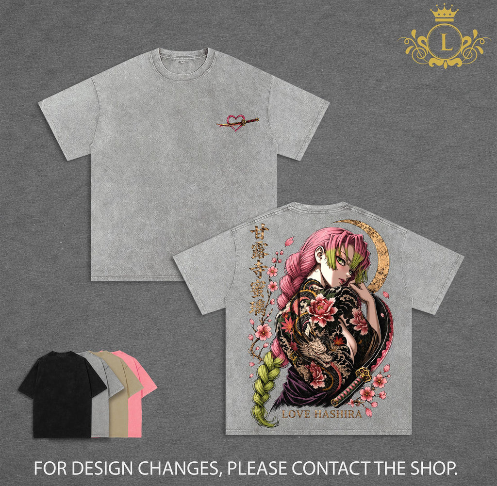 Mitsuri Kanroji Demon Slayer Love Hashira Anime Vintage Washed Tee