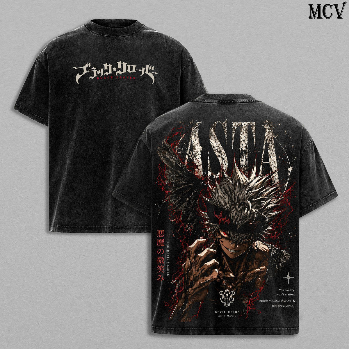 Asta Black Clover Anti Magic Knight Anime Vintage Washed Tee