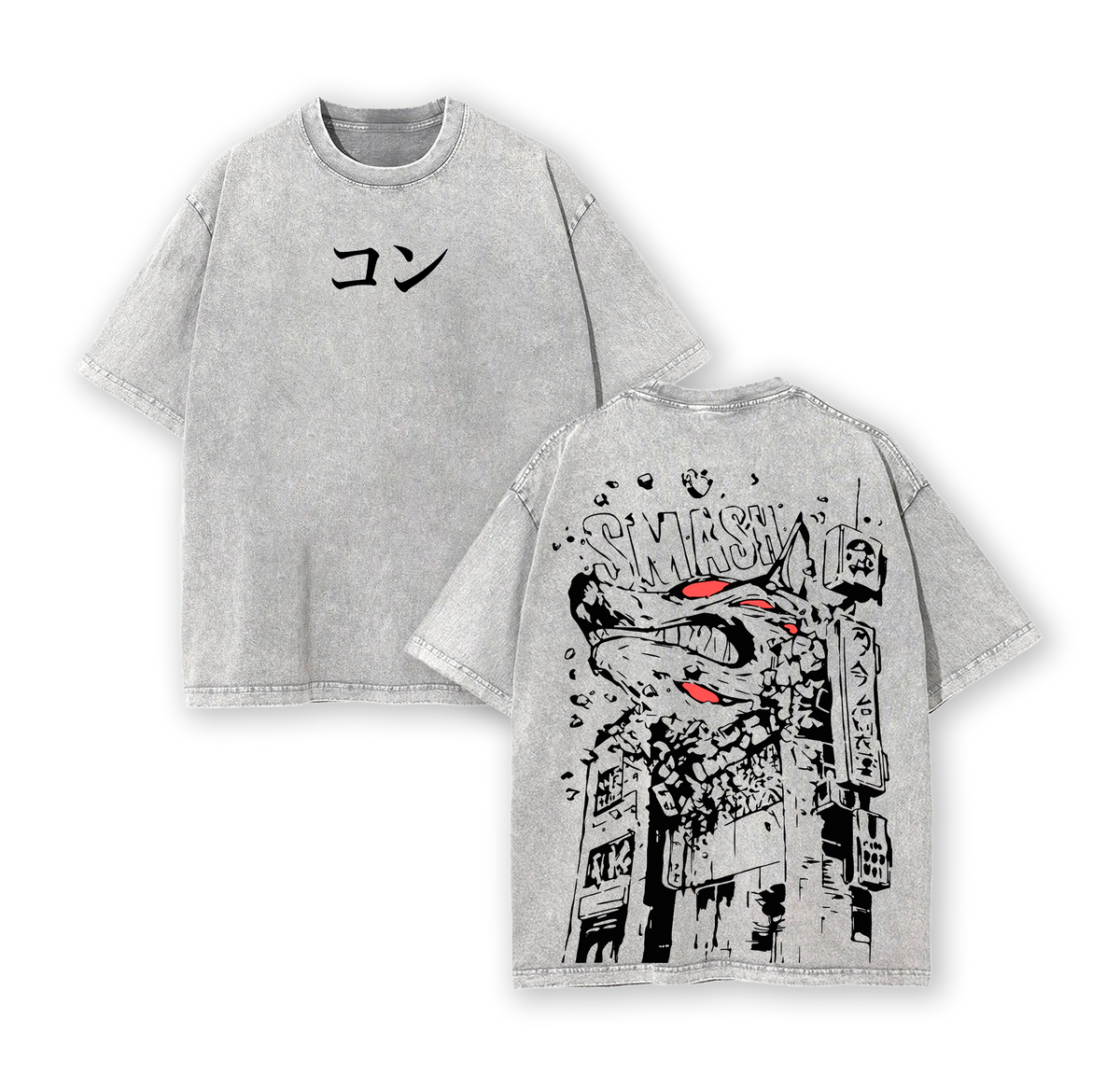Kon Fox Devil Tee – Aki Hayakawa Chainsaw Man Limited Edition Vintage Washed Oversized Heavy Cotton T-Shirt