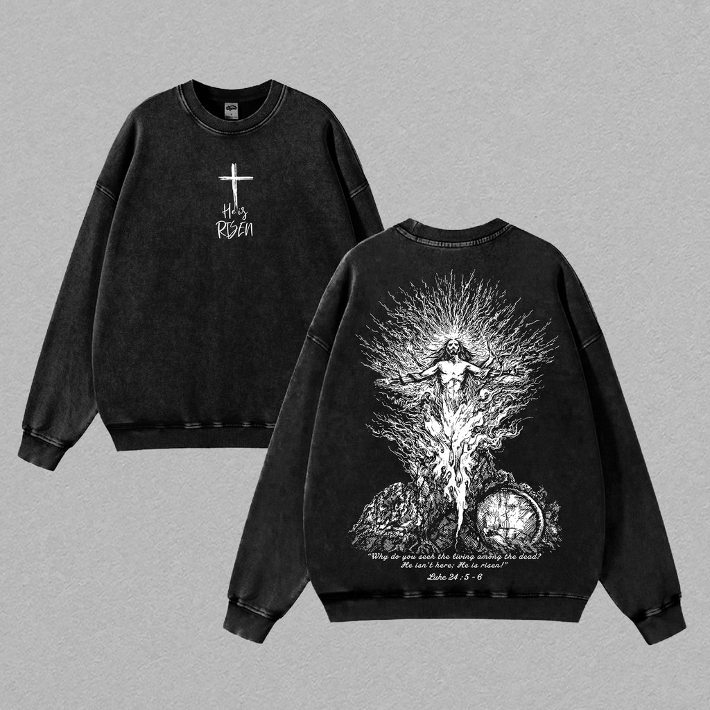 He Is Risen Luke 24:5–6 Christian Vintage Washed Tee