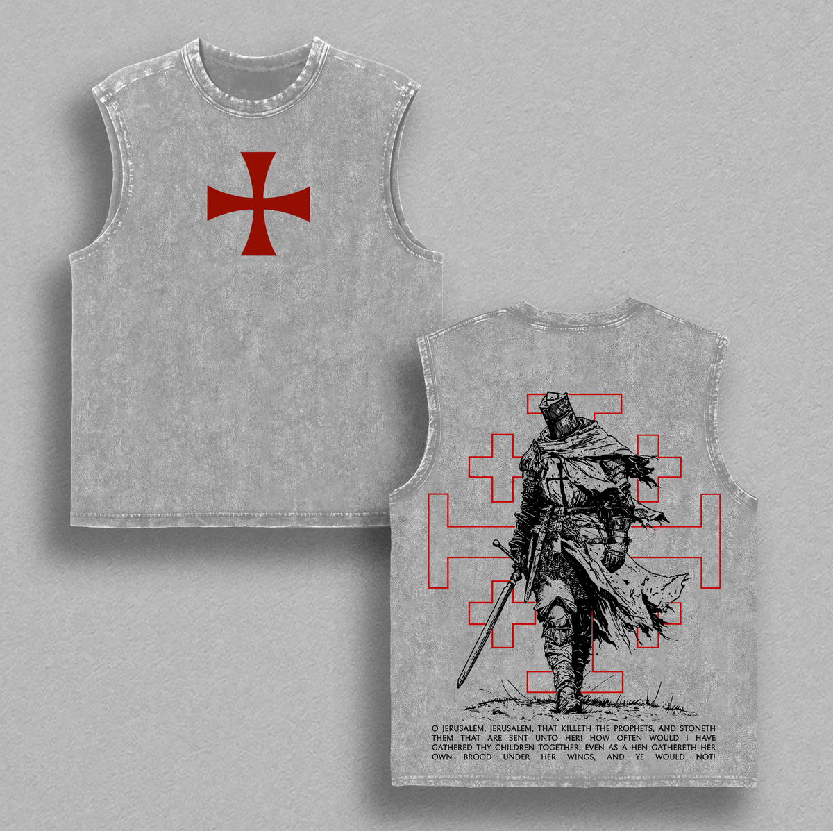 Christian Crusader Knight Faith Warrior Vintage Washed Tee