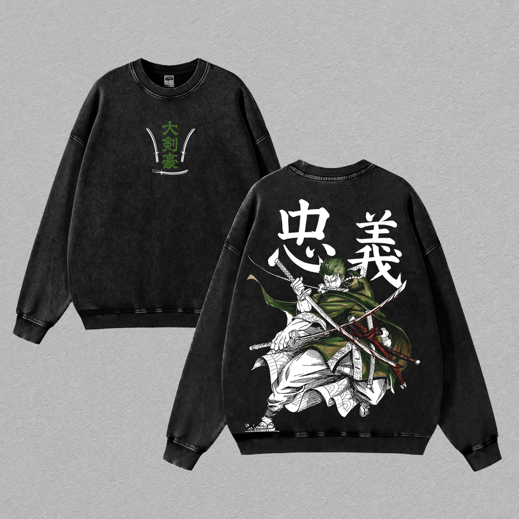 Roronoa Zoro One Piece Santoryu Anime Vintage Washed Tee