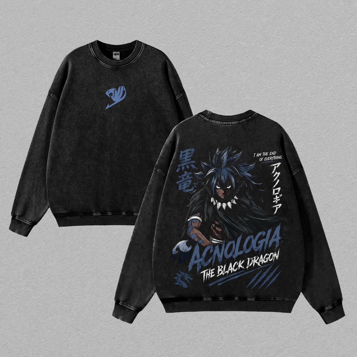 Acnologia The Black Dragon Fairy Tail Anime Vintage Washed Tee
