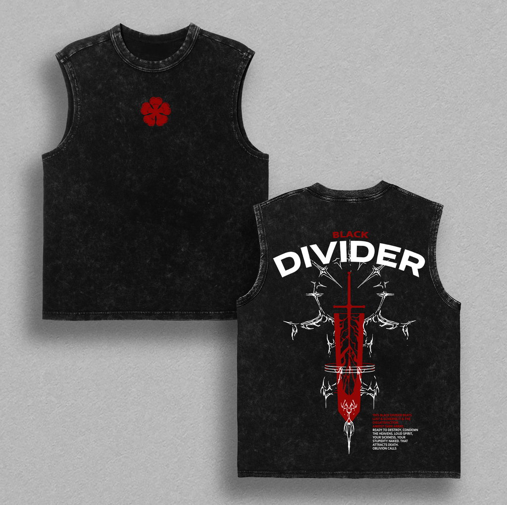 Black Divider Asta Black Clover Anime Vintage Washed Tee