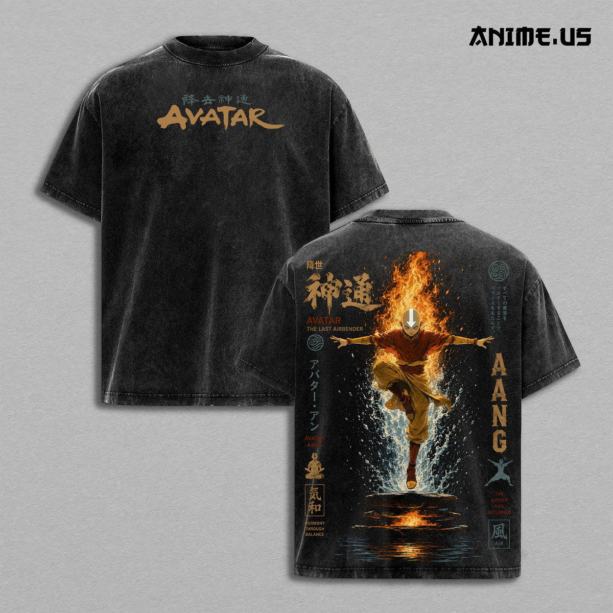 Avatar Aang The Last Airbender Avatar State Anime Vintage Washed Tee