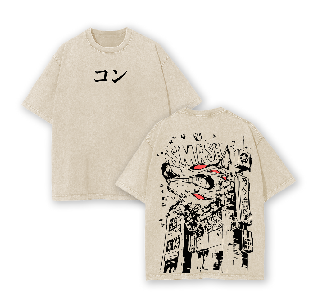Kon Fox Devil Tee – Aki Hayakawa Chainsaw Man Limited Edition Vintage Washed Oversized Heavy Cotton T-Shirt