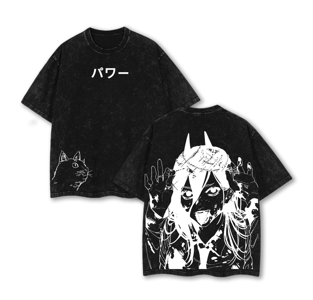 Power Chainsaw Man T-Shirt – Bloody Queen Vintage Washed Oversized Heavy Cotton Tee
