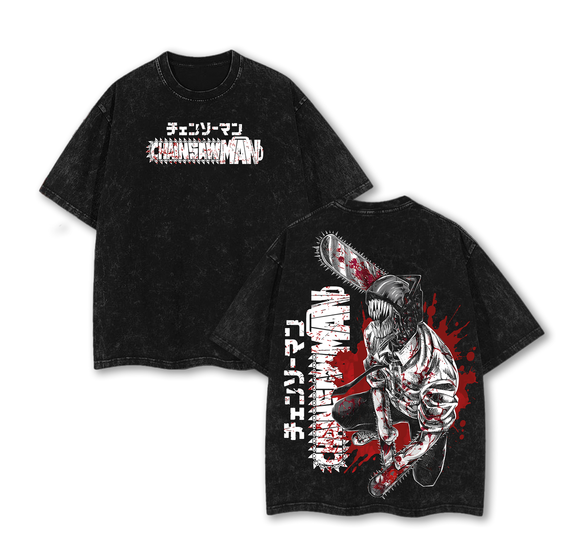 Denji Chainsaw Man Tee – Anime Vintage Washed Oversize T-Shirt