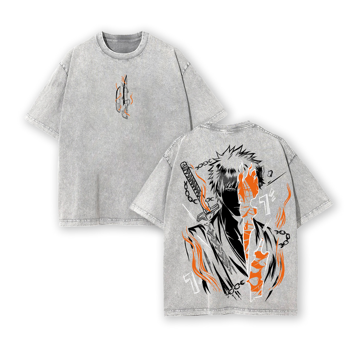 Ichigo Kurosaki Oversized Vintage Washed T-Shirt – Bleach Anime Graphic Tee
